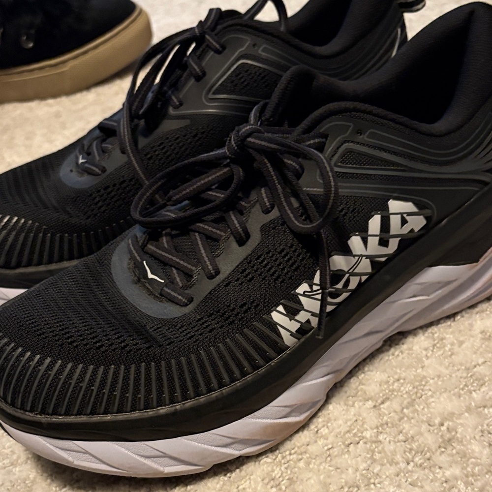 Hoka worn 2 timesBlack and White Athletic Sneakers - Picture 2 of 6